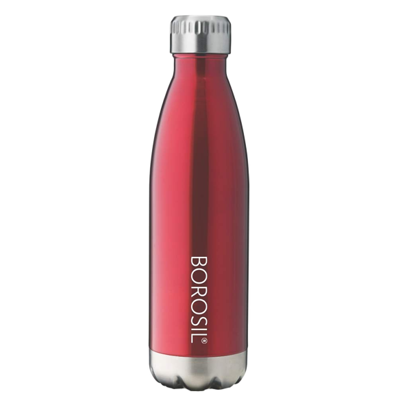 Borosil Hydra Bolt Trans Red 750 ml Stainless Steel Water Bottle (Double Wall Vacuum Insulated Flask, BRSBOLTRANS750CP)