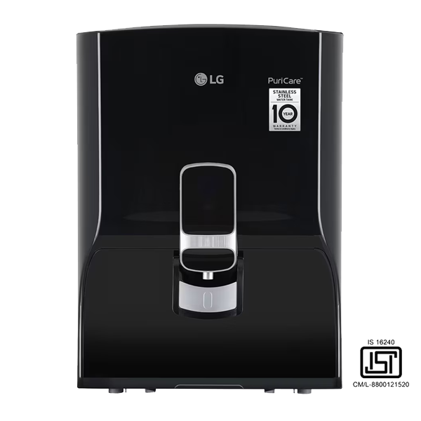 LG 8L RO + Carbon Filter Water Purifier (Stainless Steel Tank , Solid Black, WW132NP)