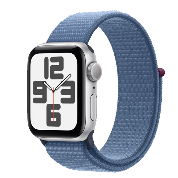 Apple Watch SE (40mm, GPS) Silver Aluminium Case with Winter Blue Sport Loop (IWSEGPS40MMSIALMRE33)