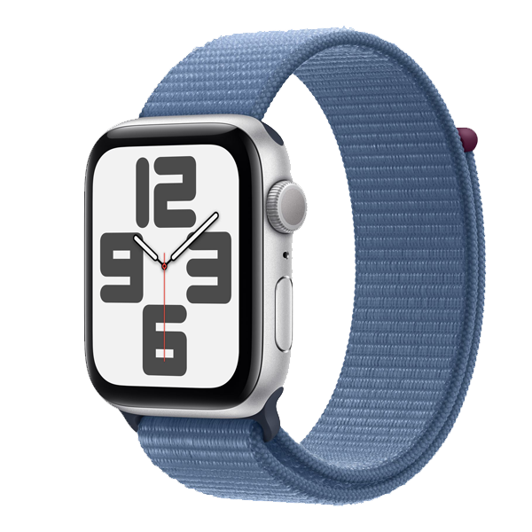 Apple Watch SE (44mm, GPS) Silver Aluminium with Winter Blue Sport Loop (IWSEGPS44MMSIALMREF3)