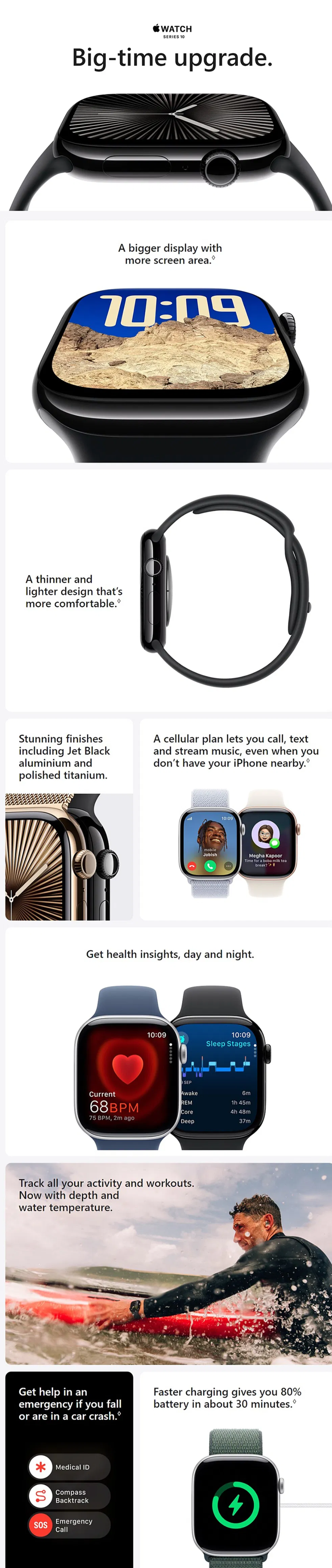 Apple Watch Series 10 GPS+Cellular with Sport Band - M/L (42mm Retina LTPO3 OLED Display, Gold Titanium Case, IWS10CEL42GLDTIMX073)