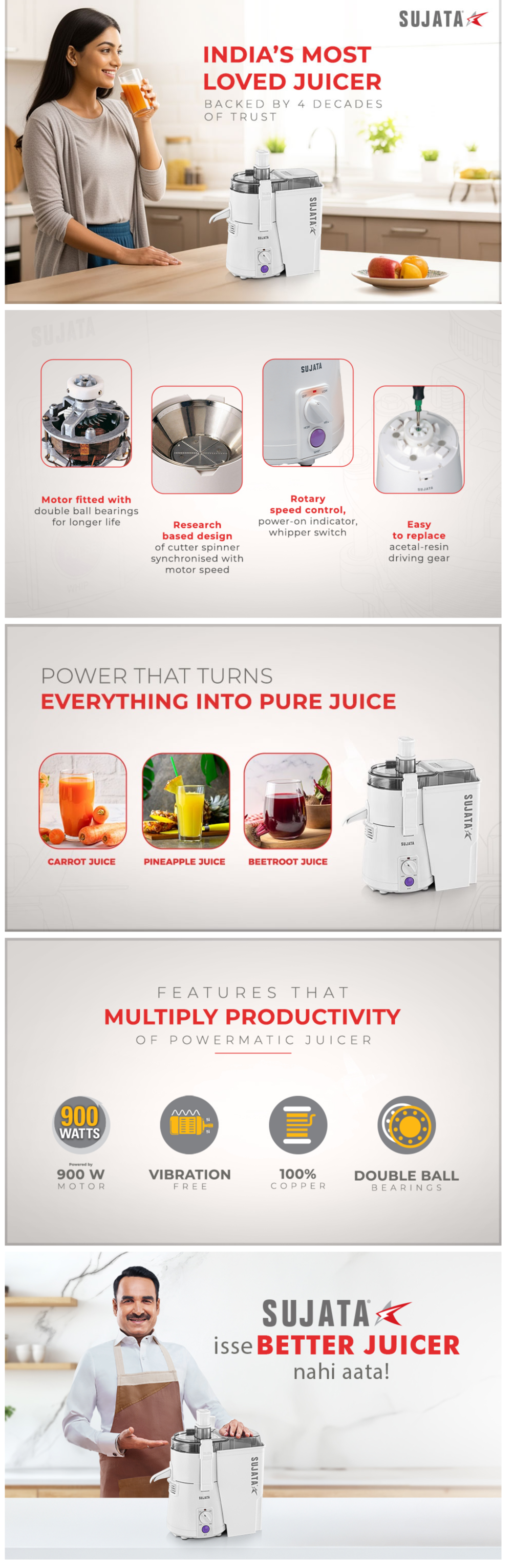 Sujata Powermatic Juicer 900 Watts Centrifugal Juicer(SUJATAPOWERMATIC900W)