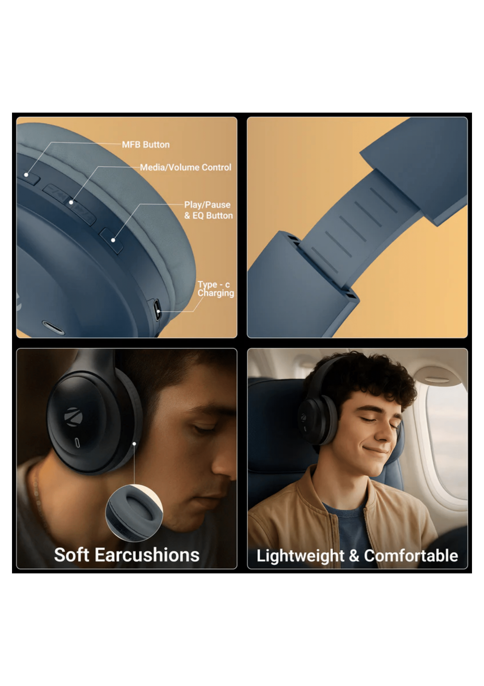 Zebronics Zeb Paradise Neo 40mm Drivers Up to 50h Playbackup (ZEBNBPARADISENEOR)