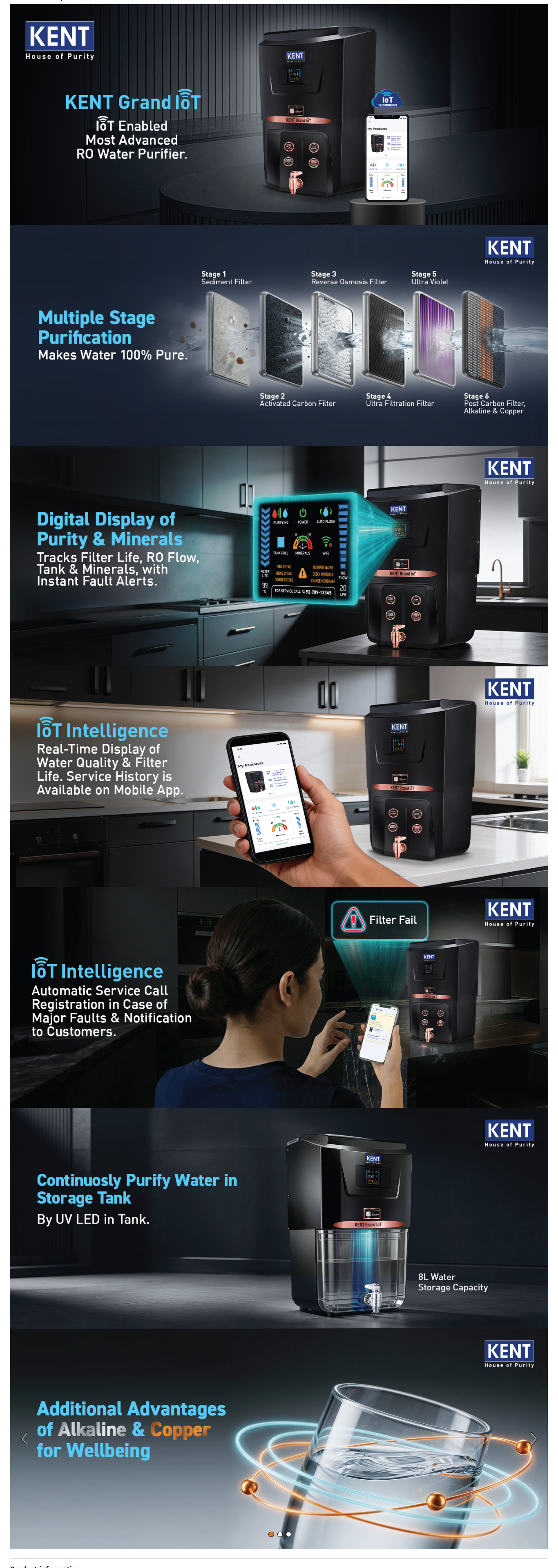 Kent Grand IoT RO Water Purifier RO+UV+UF+Alk+Cu+TDS Control+UV in Tank (GRANDIOTALKCU)