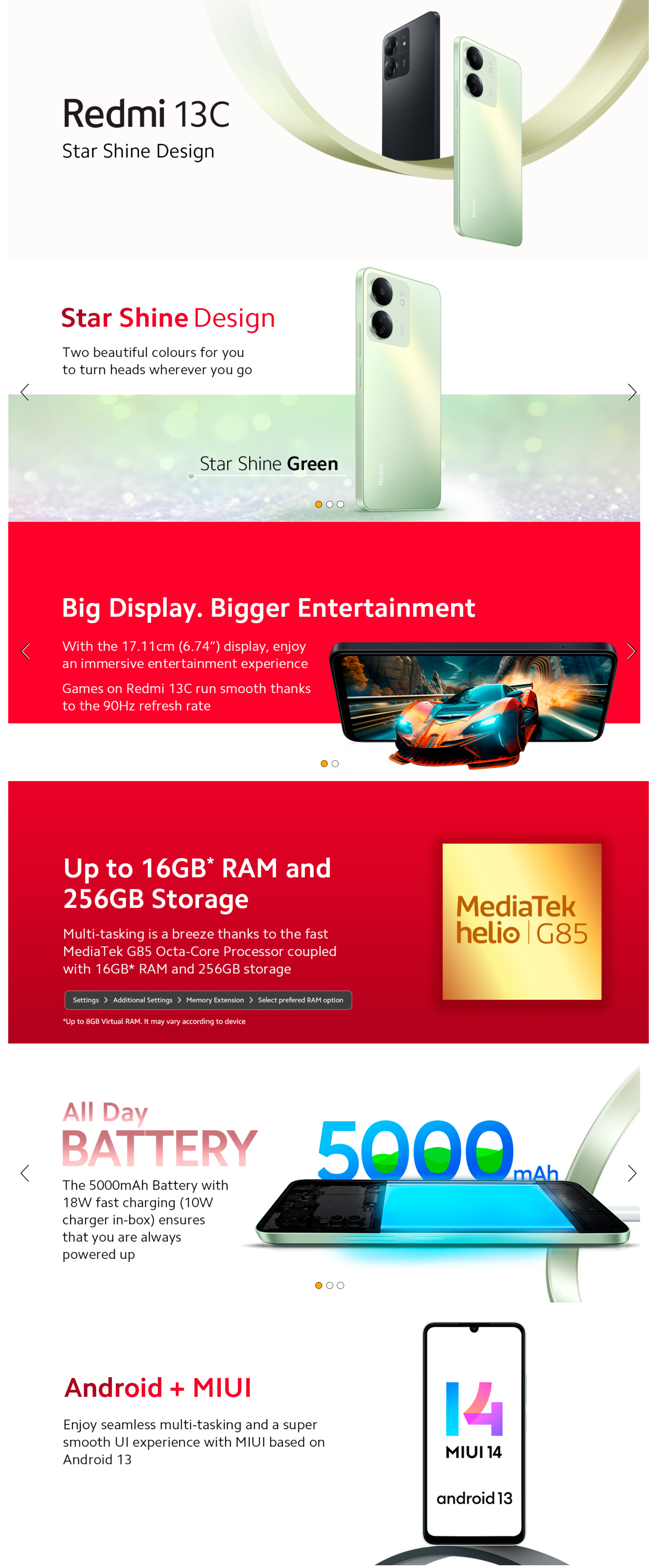 Móvil  Xiaomi Redmi 13C, Navy Blue, 128 GB, 6 GB RAM, 6.74 HD+, 50 MP,  MediaTek Helio G85, 5000 mAh, Android