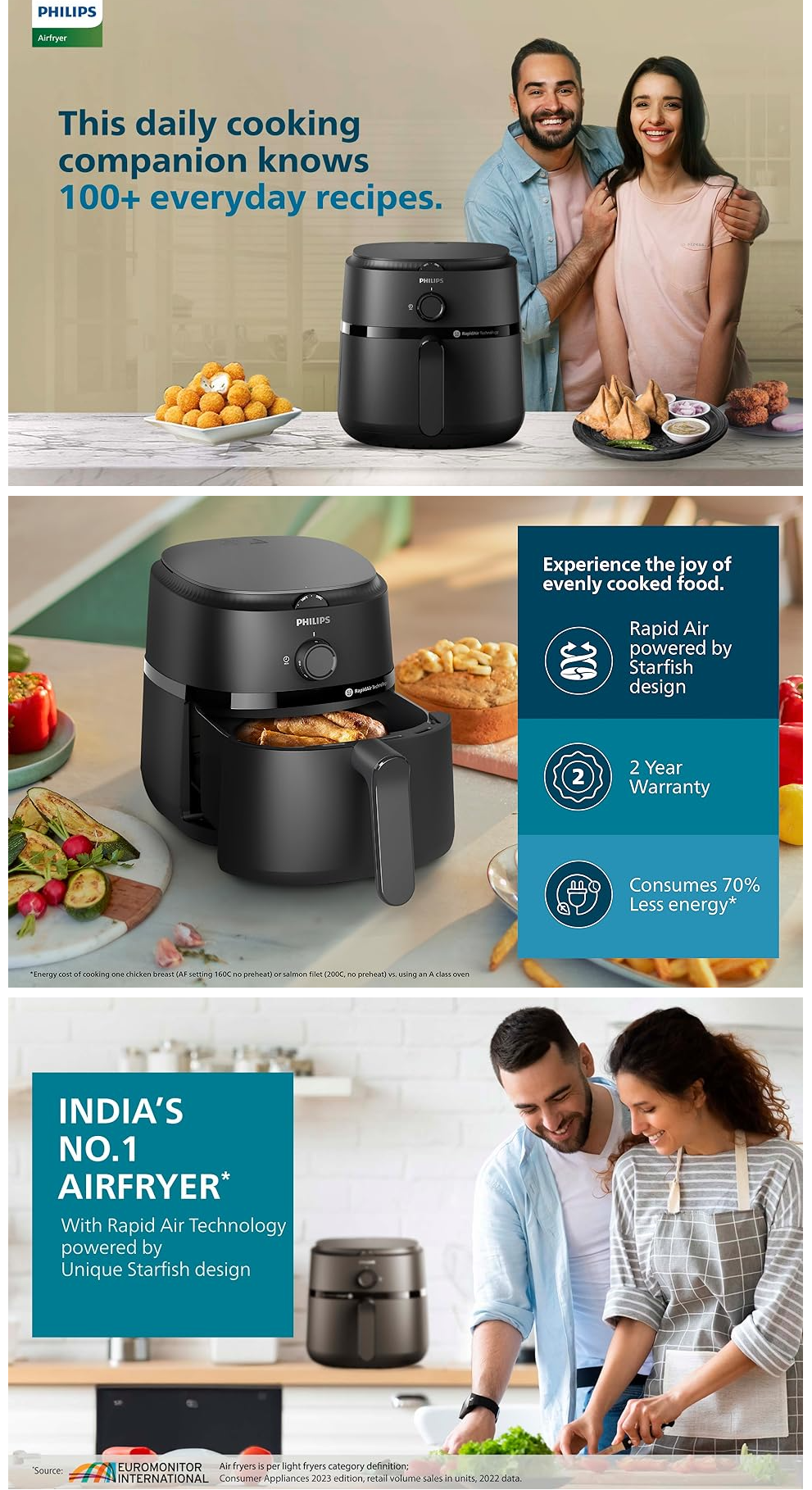 Philips 4.2 Litre Airfryer NA120/00 with Rapid Air Technology (NA120)