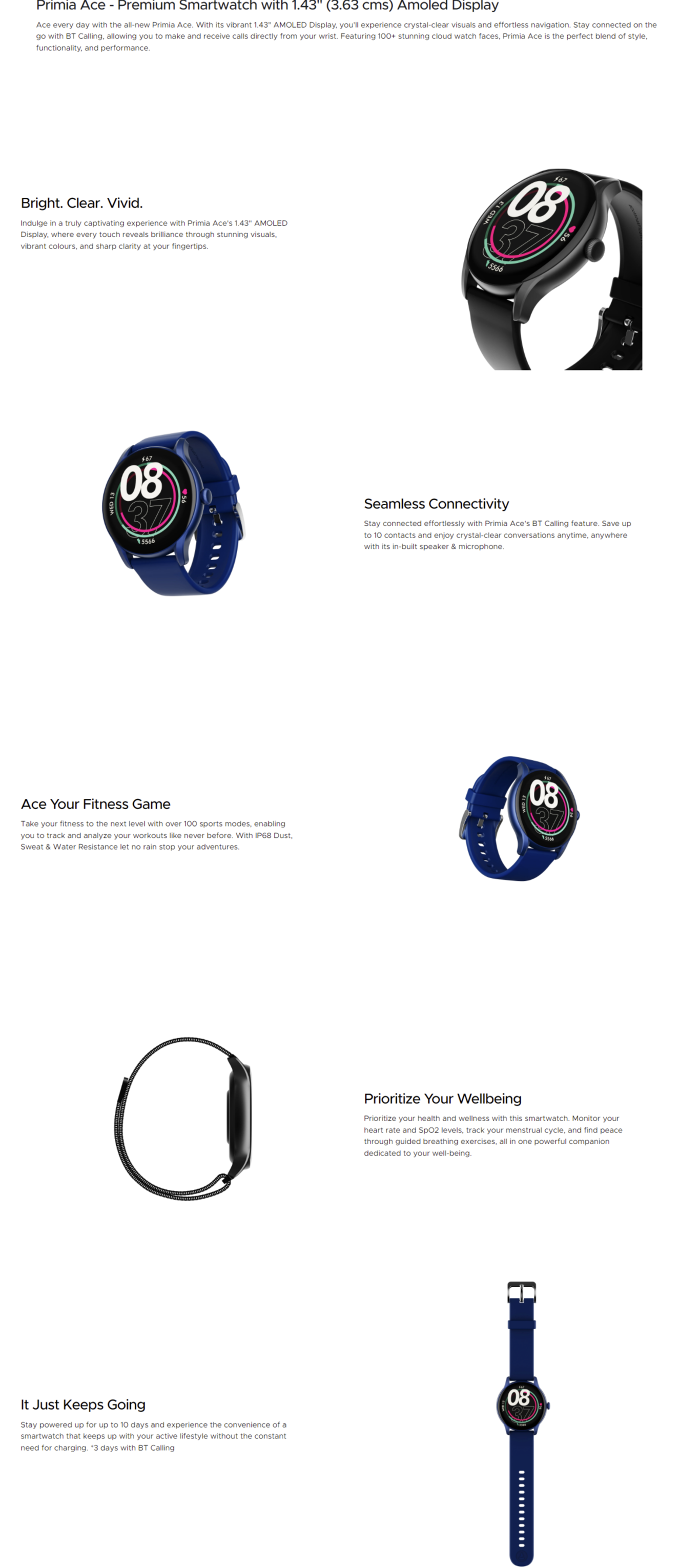 BoAt Primia Ace Smartwatch with Bluetooth Calling (BOATSWPRIMIAACE)