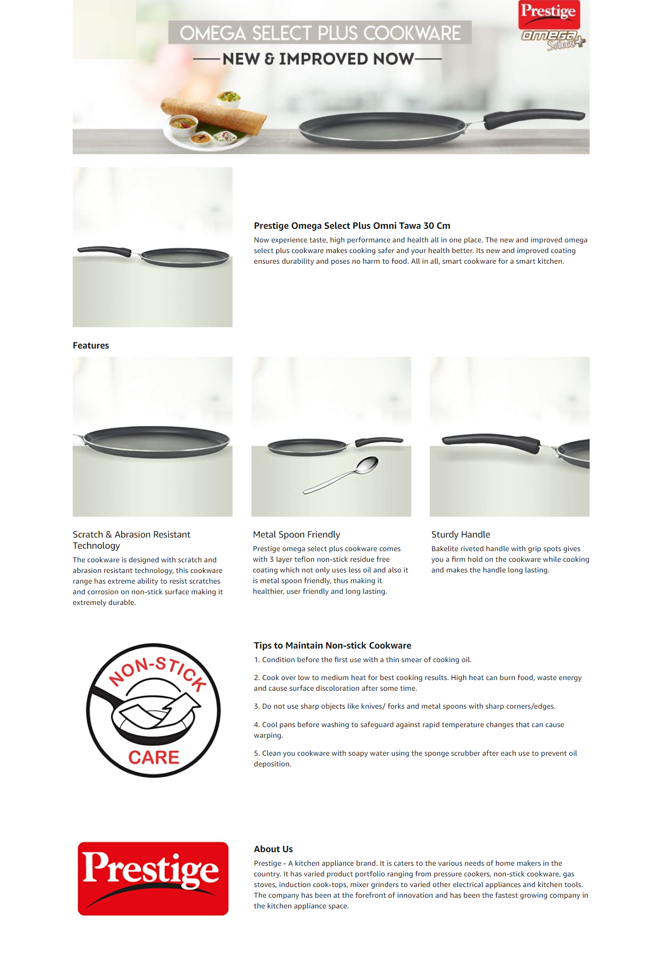 Prestige Omega Select Plus Tawa 300 MM diameter  (Aluminium, Non-stick)  (OMEGASLTPLUSOT300MM)