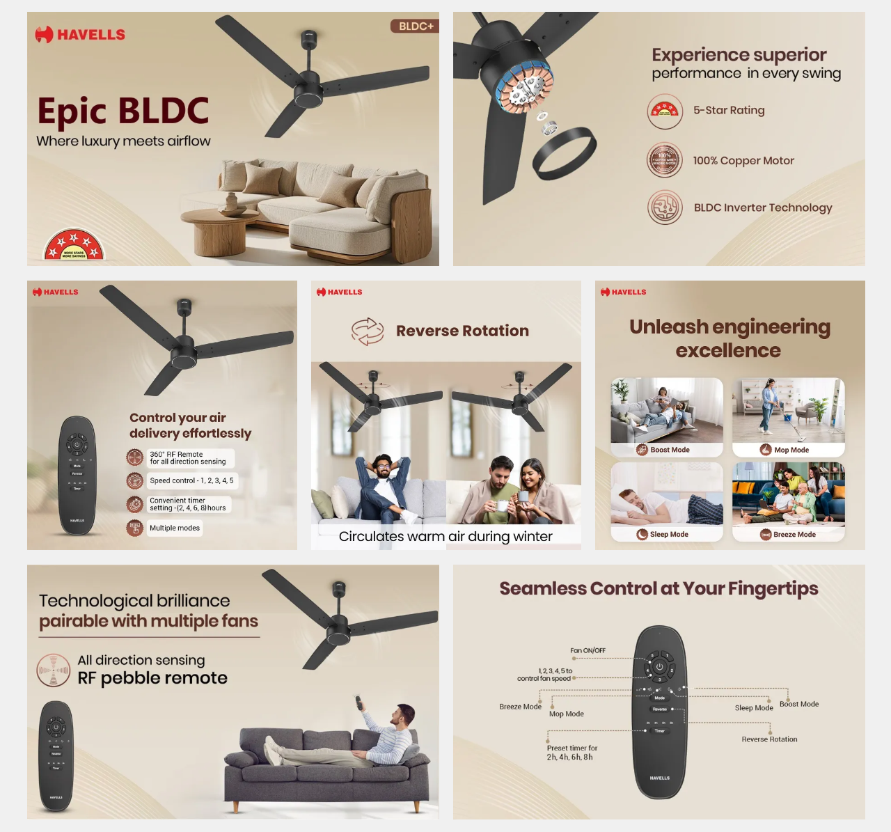 Havells Epic Signia BLDC Ceiling Fan (48EPICSIGNIABLDC5S)