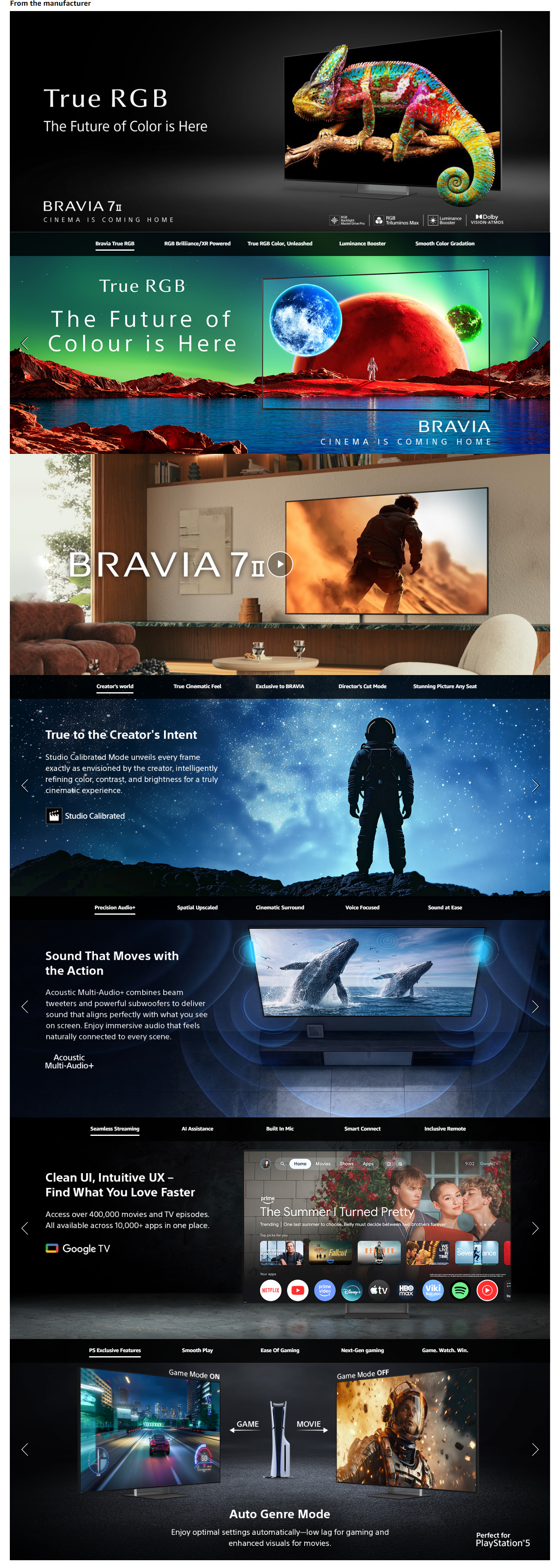 Sony 165 cm (65 Inch) BRAVIA 7II True RGB Series 4K Ultra HD Google TV (K65XR70M2)