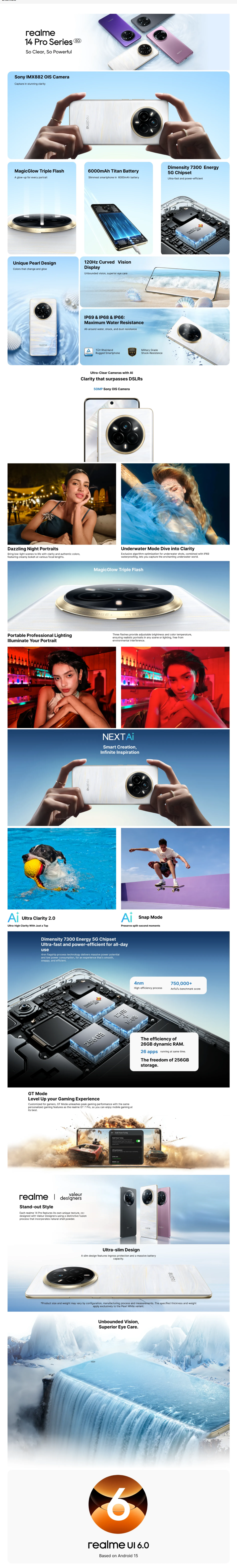 Realme 14 Pro 5G 8GB RAM, 256GB (REM14PRO5G8256GB)