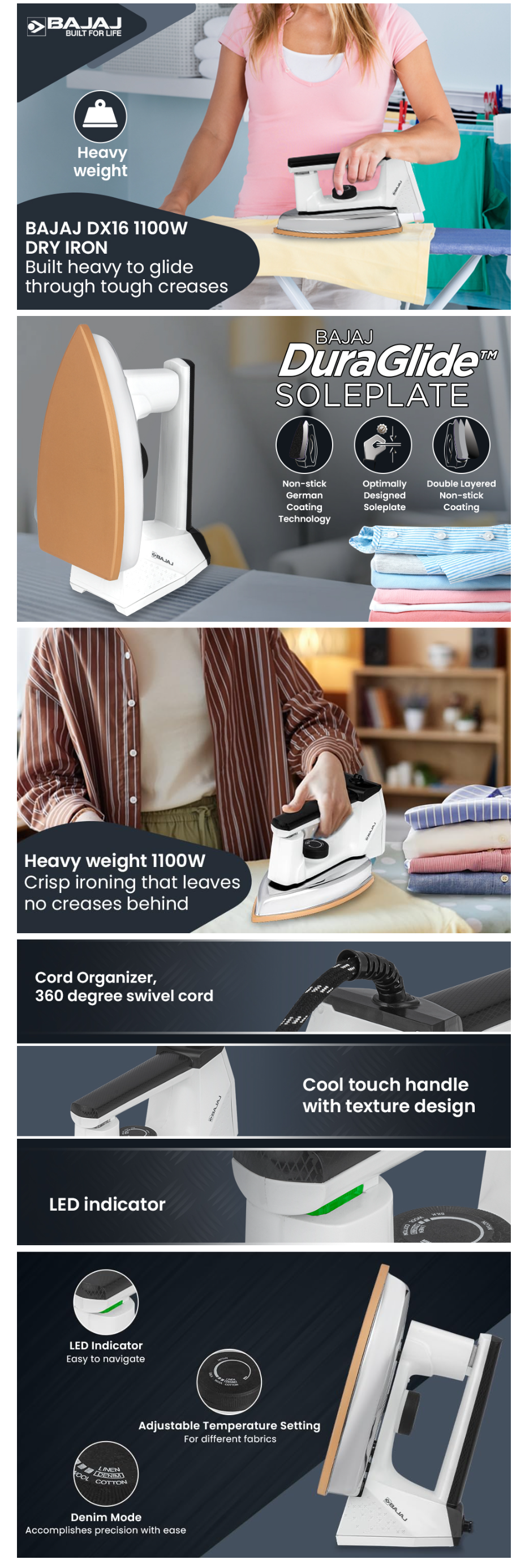 Bajaj DX 16 Heavy Weight Dry Iron (DX161100WDI)