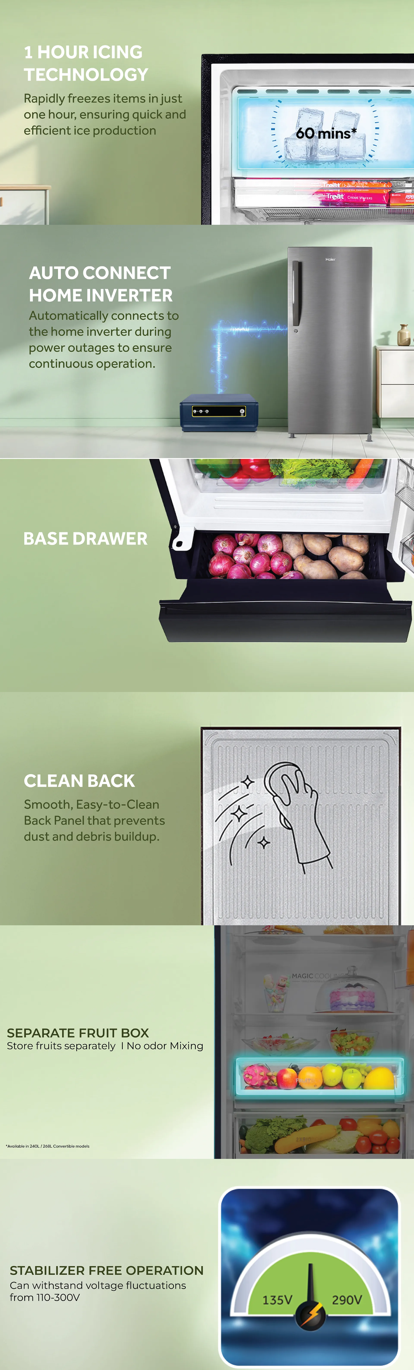 Haier 190L 3 Star Marine Hilton Finish Direct Cool Single Door Refrigerator with Base Drawer (HRD2103PMHA)