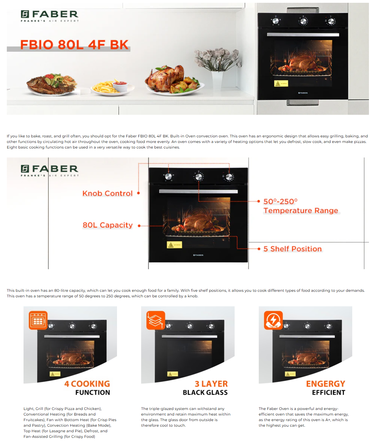 Faber FBIO 80L 4F BK Built In Microwave Oven (FBIO80L4FBK)