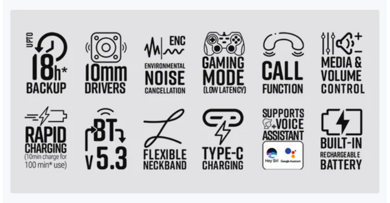 Zebronics Zeb Escape 80 Wireless BT Earphone with Neckband (In the Ear, ZEBNBESCAPE80)