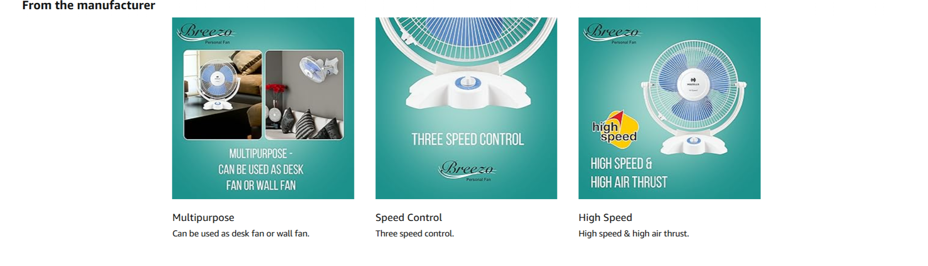 Havells Breezo 300mm Personal Fan (300MMBREEZOBISPF)