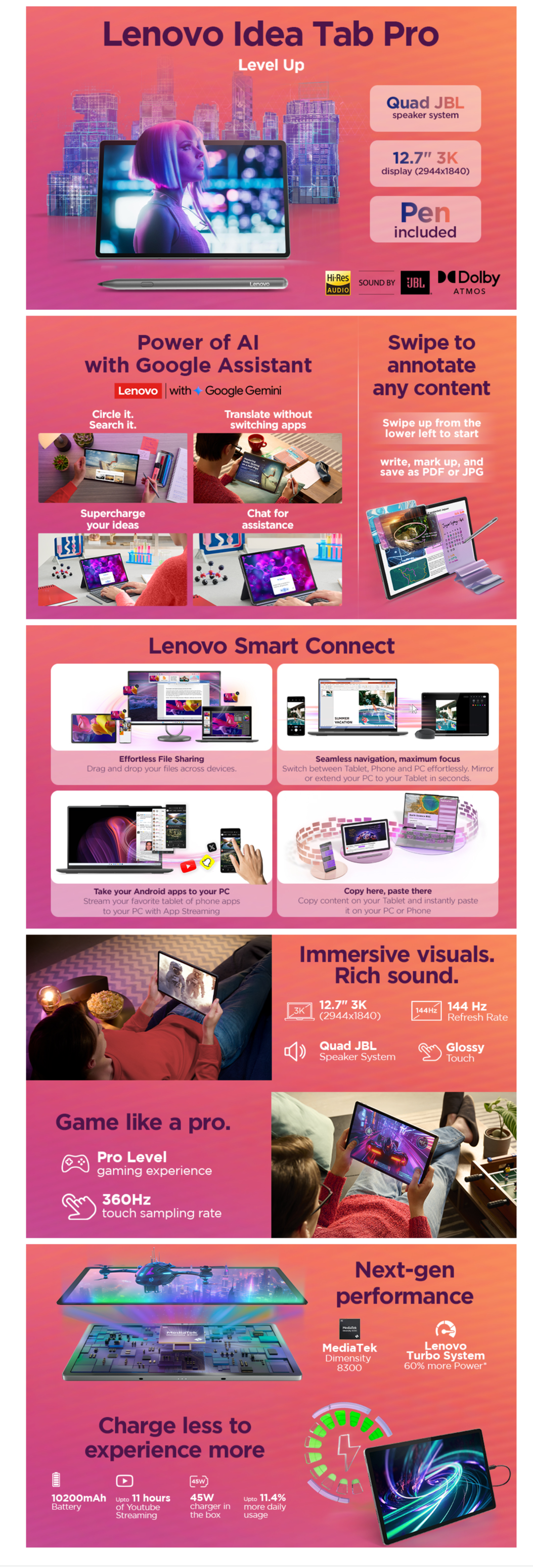 Lenovo  Idea Tab Pro 12 GB 256 GB Wi-Fi + Tab Pen Plus (LIDEATB373FUZAE40195)