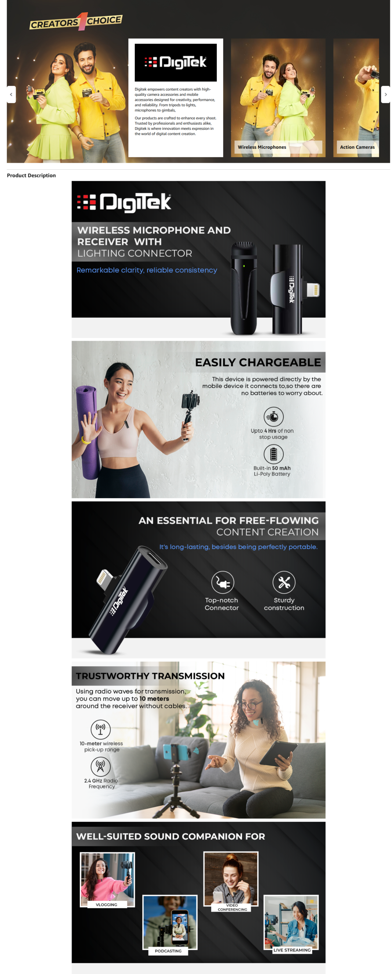 Salpido Digitek Wireless Microphone & Receiver with Lightning Connector (SPMICDWM02)