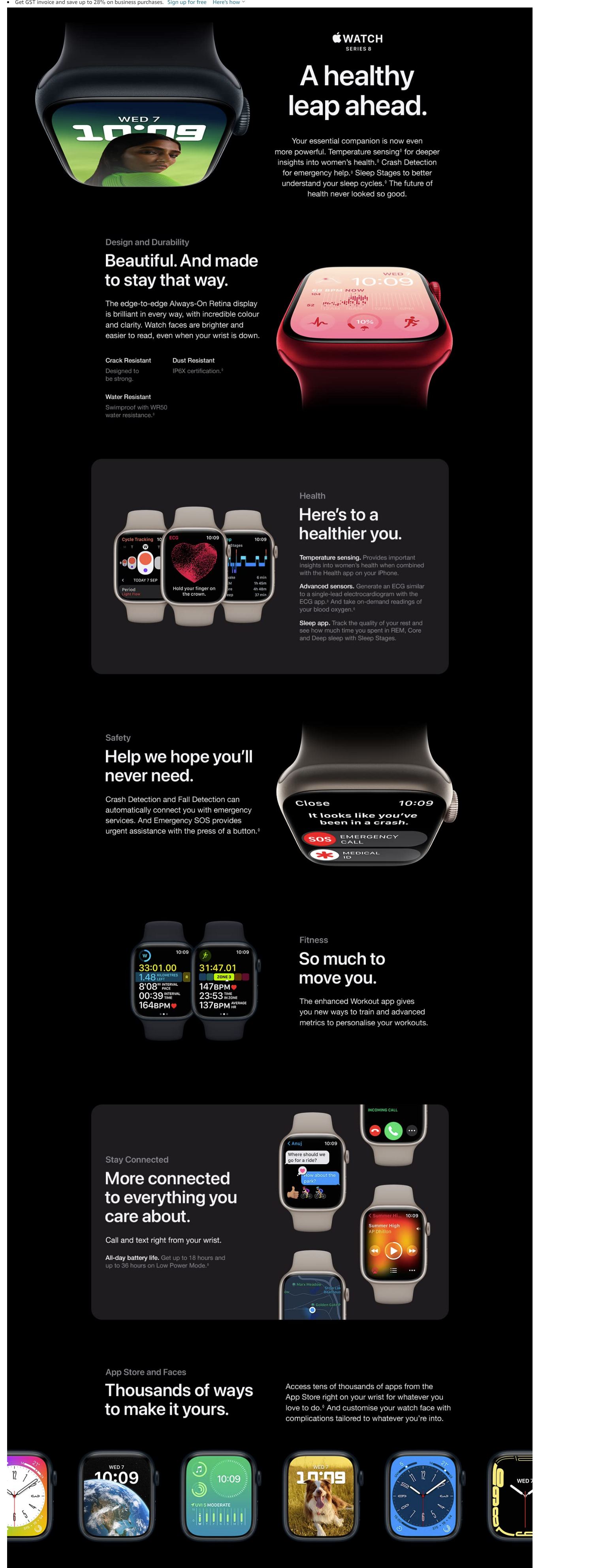 Apple Watch Series 8 GPS  White Strap Regular (IWS8GPS41MMSILALWTSP)