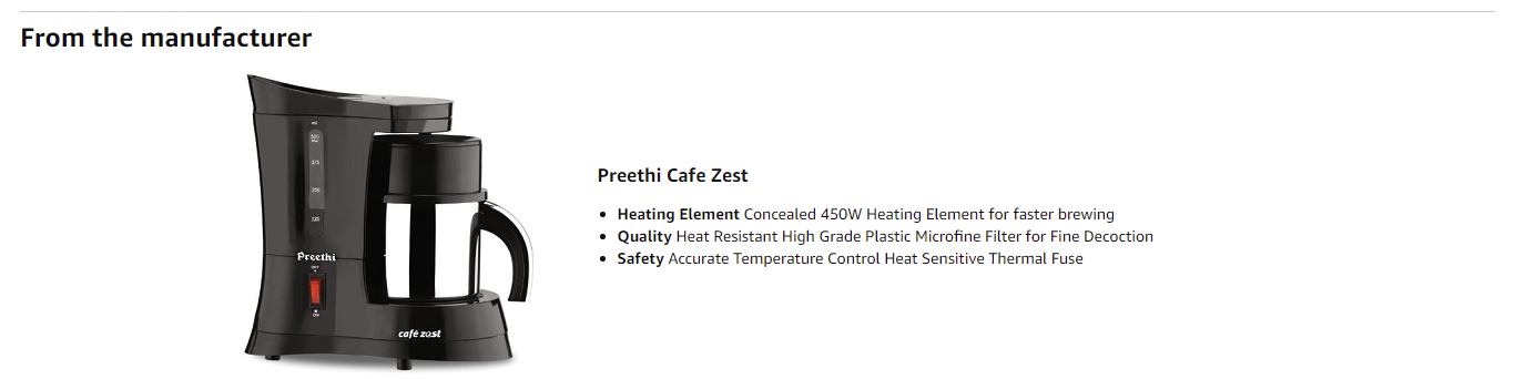 Preethi Cafe Zest CM 210 10 Cups Coffee Maker - White (COFFEEMAKERNEWCAFEZE)