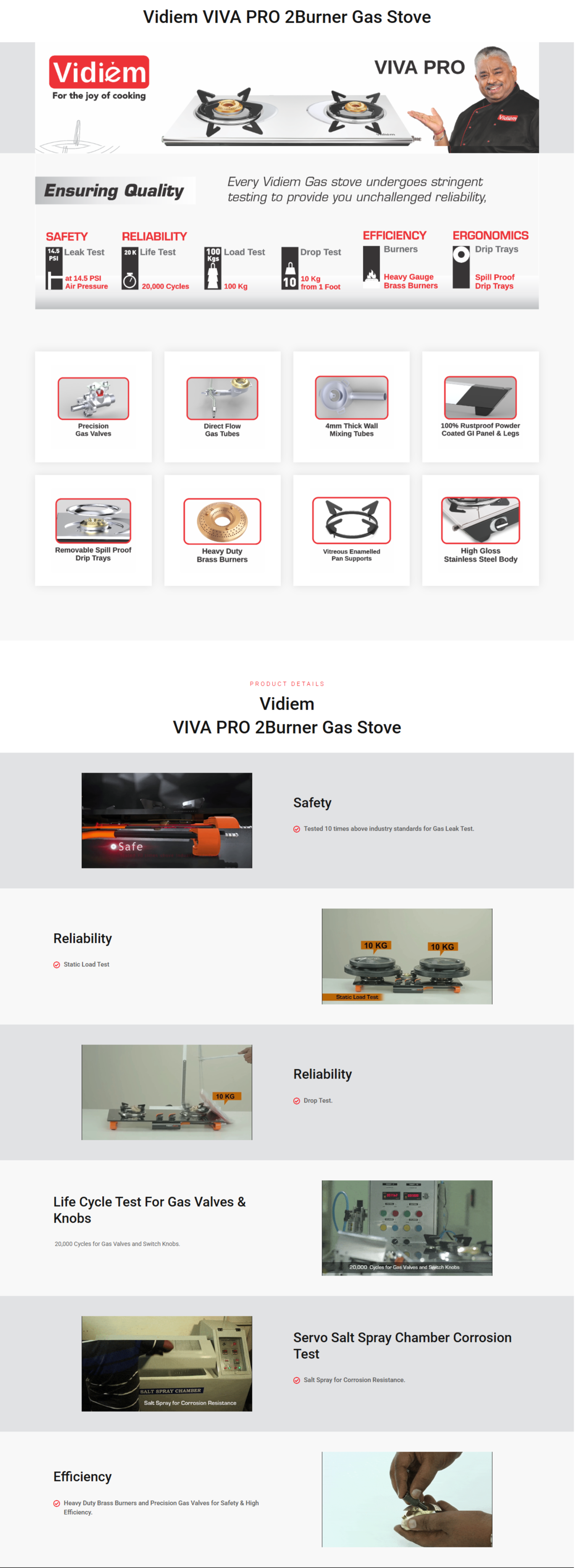 Vidiem VIVA PRO 2Burner Gas Stove (VIDIEMVIVAPRO2B)