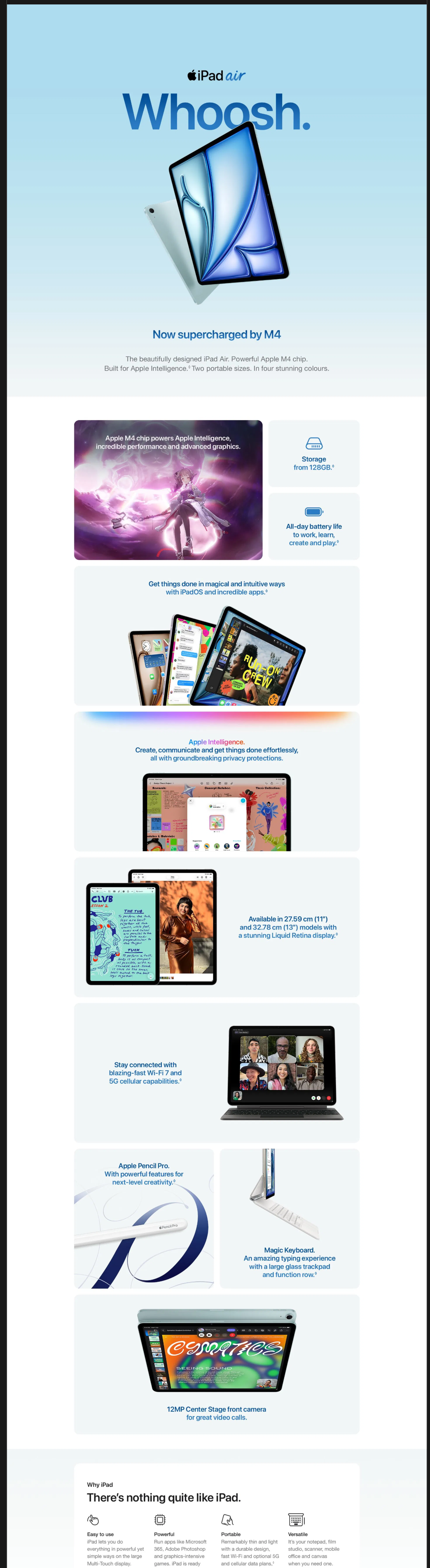 Apple iPad Air M4 Wi-Fi (11 Inch, 128GB, Purple, 2026 Model, IPDA11M4WF128PPMH344)
