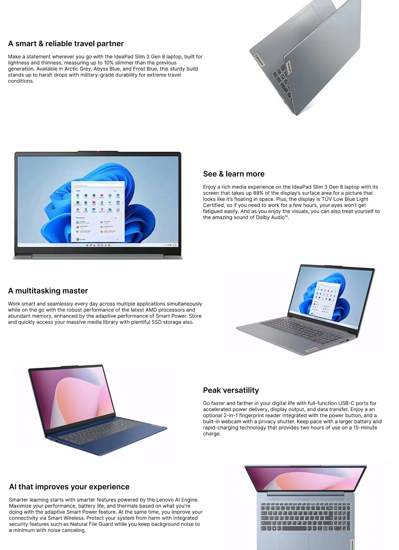 Lenovo IdeaPad Slim 3 AMD Ryzen 5 40 16GB RAM,512GBWindows 11 Home Laptop (LENOVOIP82XQ01S2INS3)