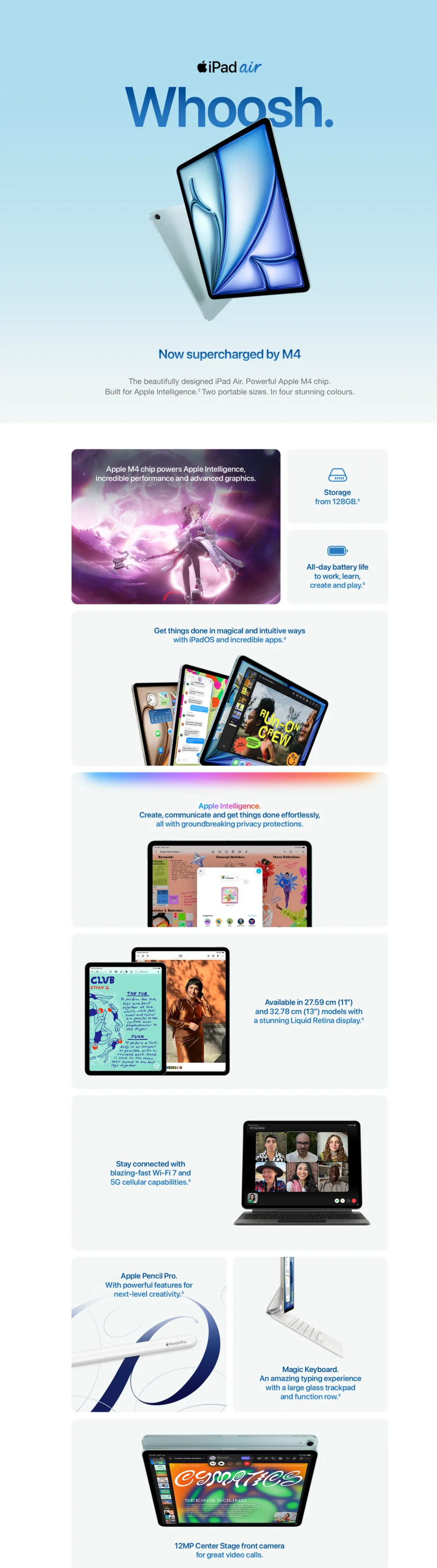 Apple iPad Air M4 Wi-Fi 11 Inch, 256GB (IPDA11M4WF256BLMH364)