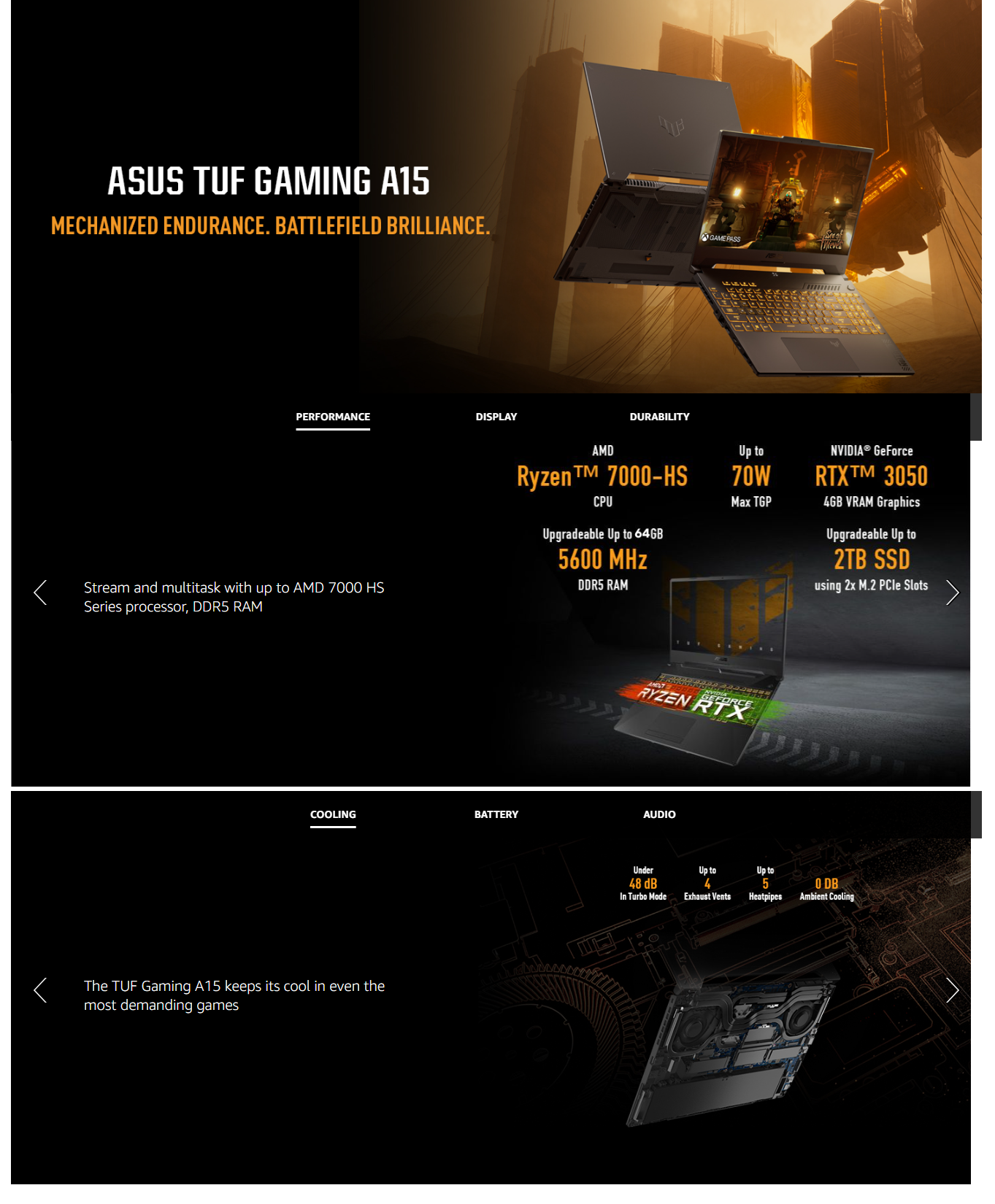 ASUS TUF AMD Ryzen 7 Gaming Laptop 16GB, 512GB SSD, Windows 11 Home, 4GB Graphics, 15.6 inch (ASUSFA506NCGHN200WS)