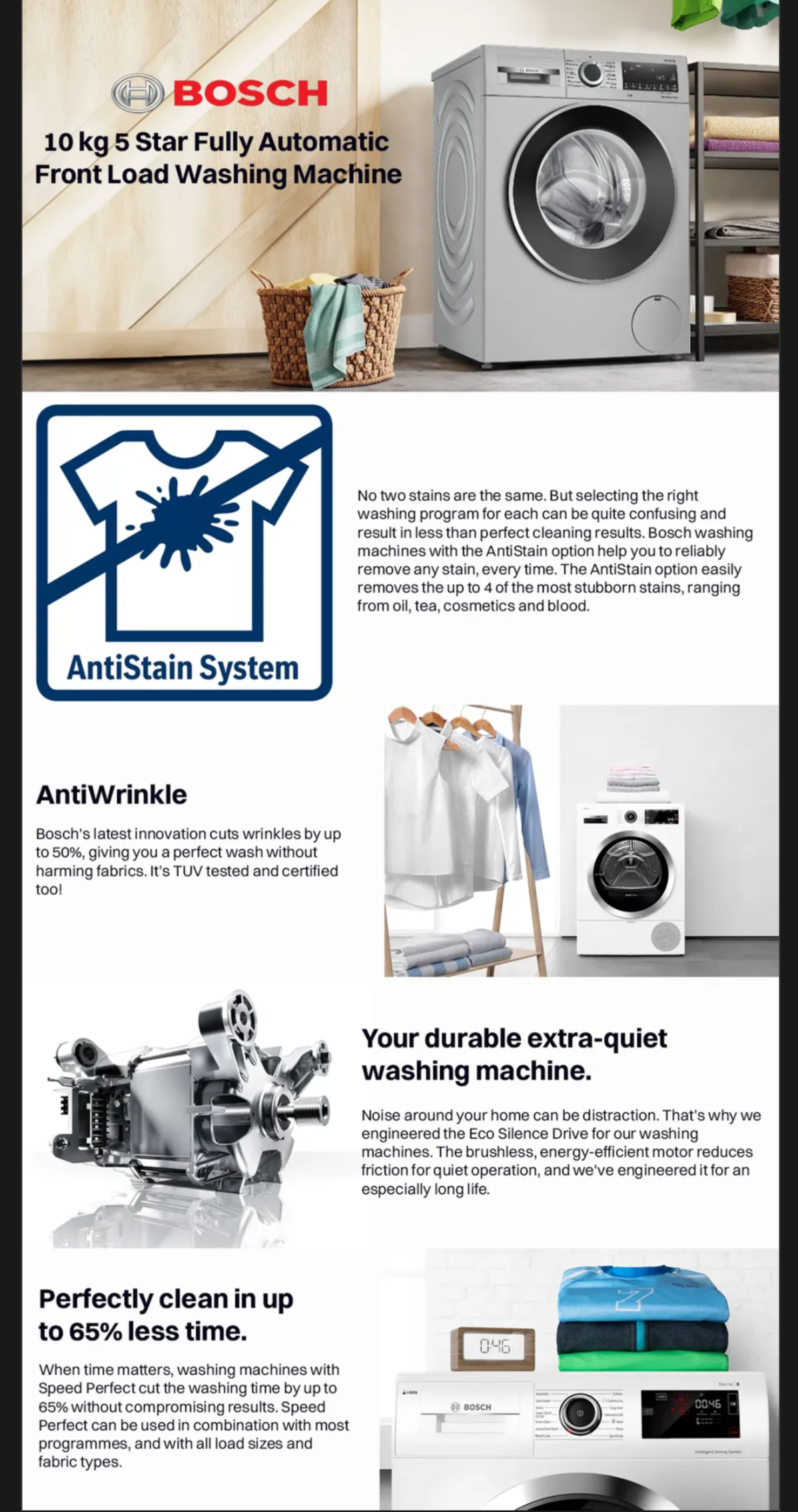 Bosch 10 kg 5 Star Fully Automatic Front Load Washing Machine (WGA252ZSIN)