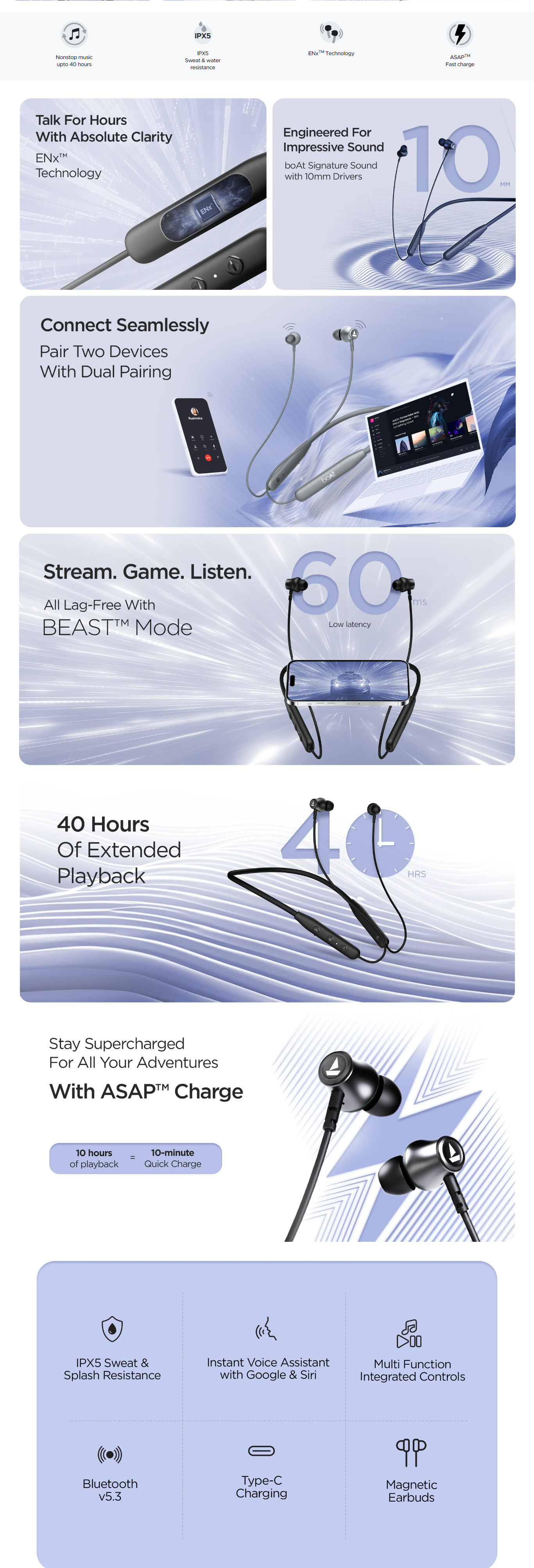 boAt Rockerz 111 Wireless Neckband with 40 Hours Playback