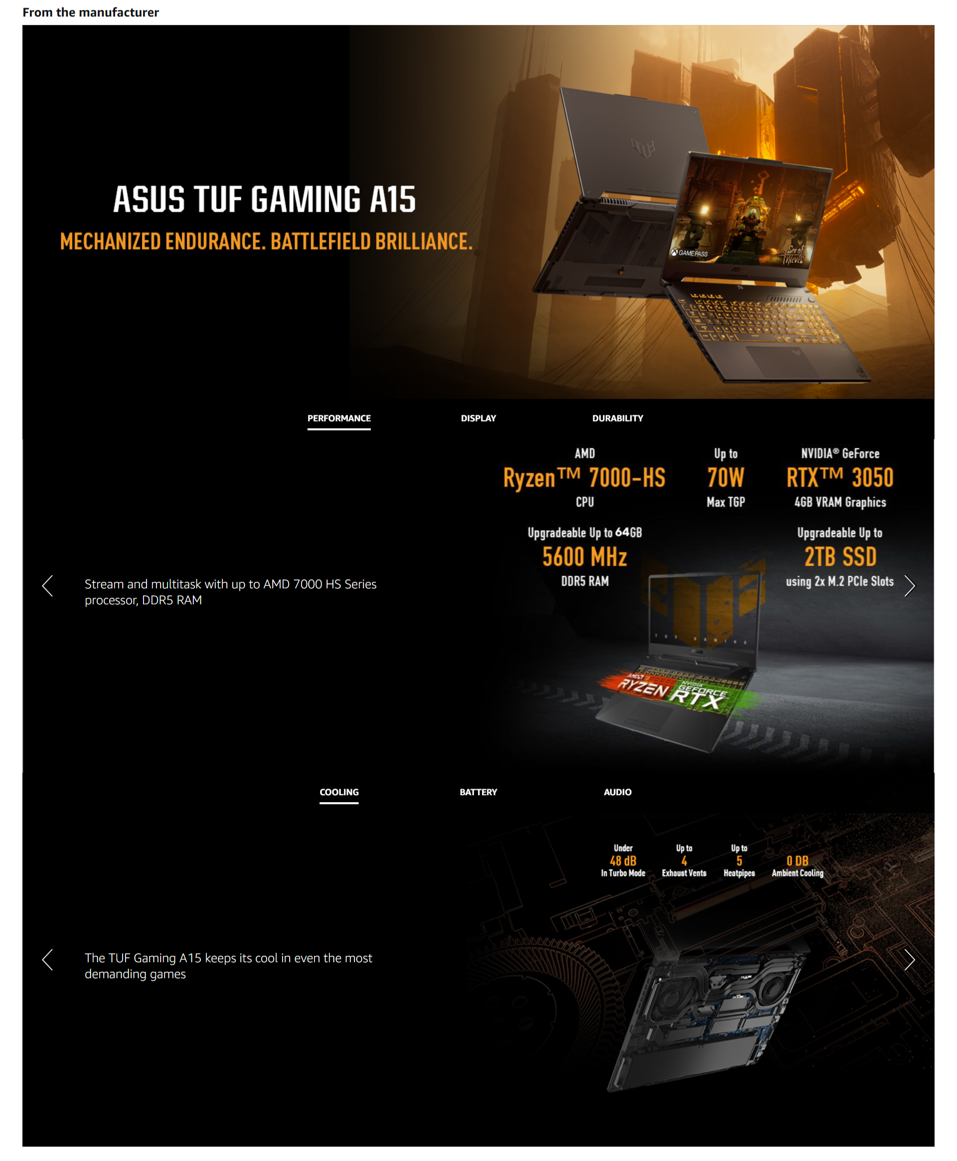 ASUS TUF Gaming A15, AMD Ryzen 7 7435HS, NVIDIA GeForce RTX 3050 (ASUSFA506NCQHN007WS)