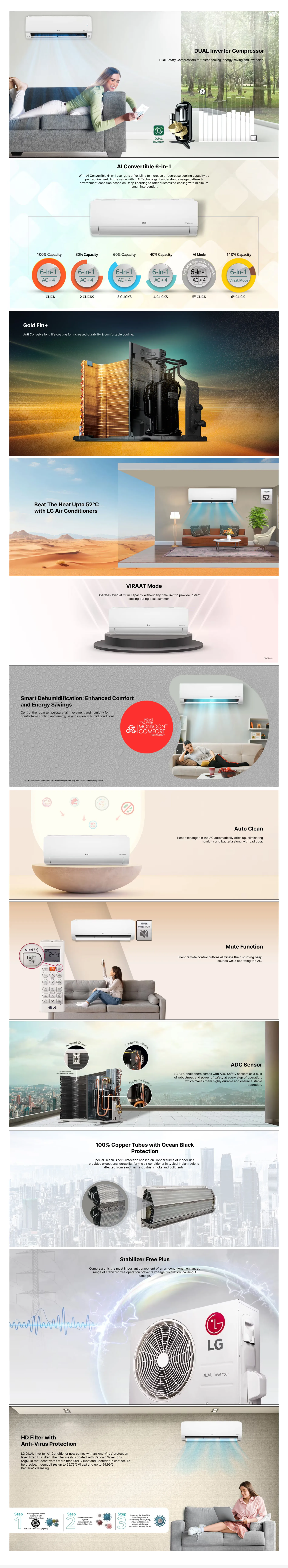 LG 1 Ton 5 Star AI Convertible 6 in 1 DUAL Inverter Split AC (1TUSNQ14ENZE5SIU)