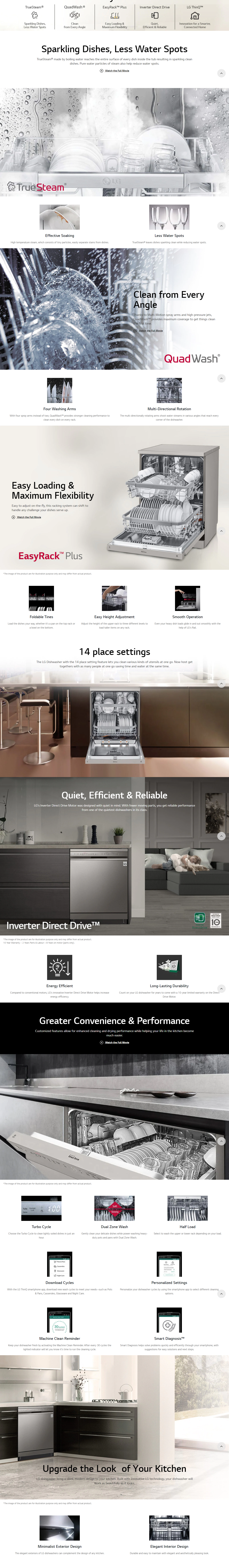 LG Dishwasher with TrueSteam, QuadWash, Inverter Direct Drive Technology (DFB532FP)