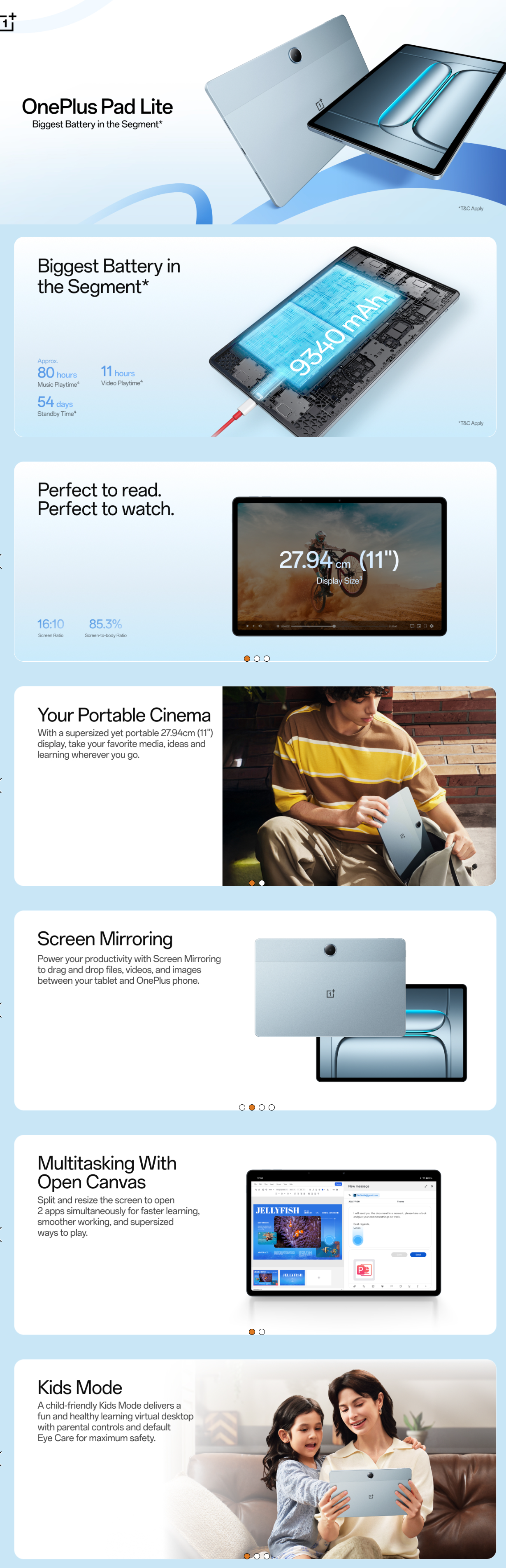 OnePlus Pad Lite Wi-Fi+4G Android Tablet (11 Inch, 8GB RAM, 128GB ROM, OPPADLITE5G8128GB)