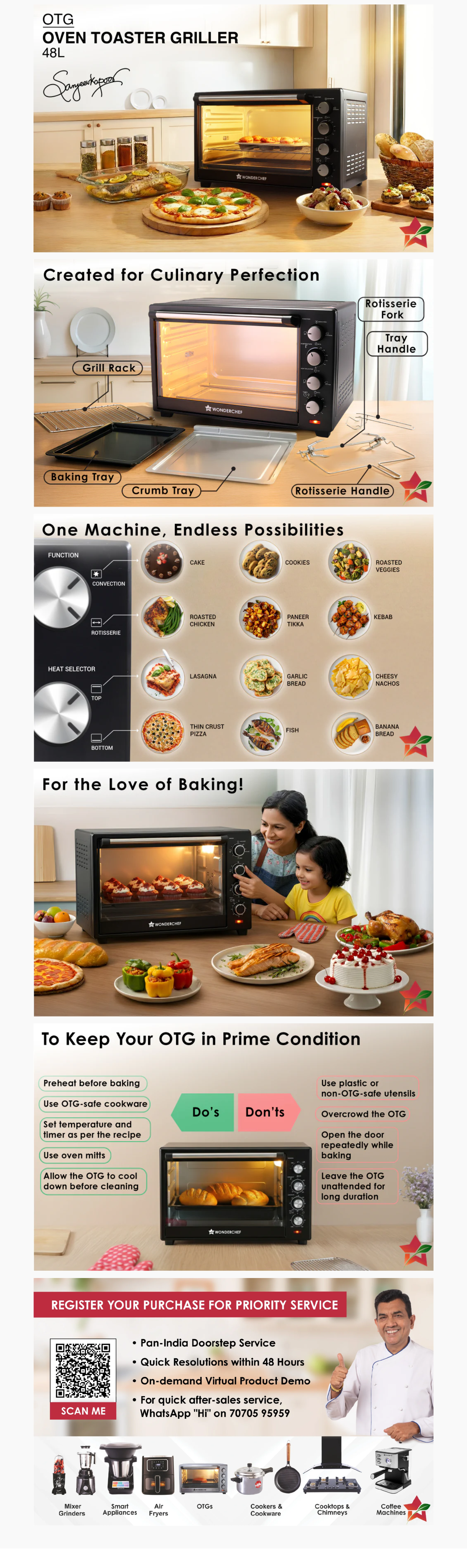 Wonderchef Oven Toaster Griller 48L (WCOTG48L)