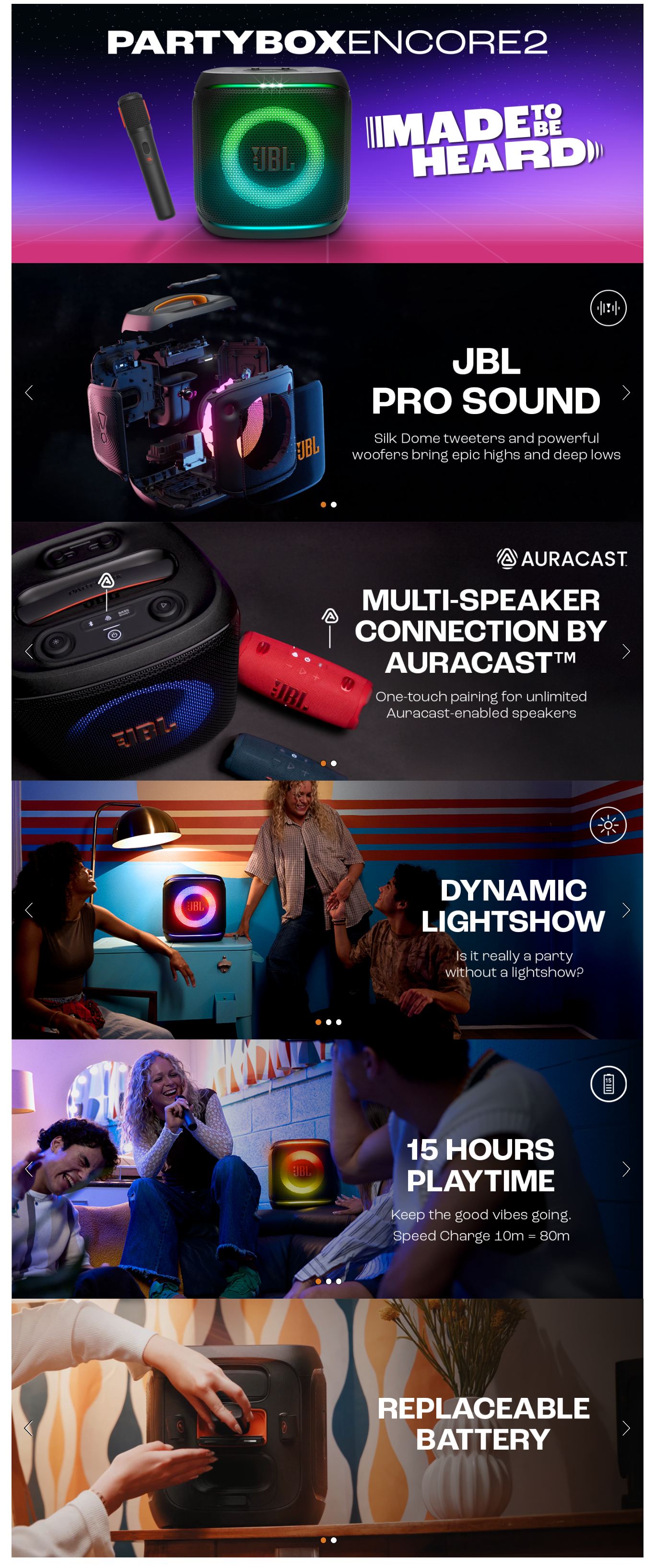 JBL Partybox Encore 2 with Mic Wireless Bluetooth Party Speaker, AI Sound Boost Upto 15Hrs Playtime (JBLPBENCORE2)