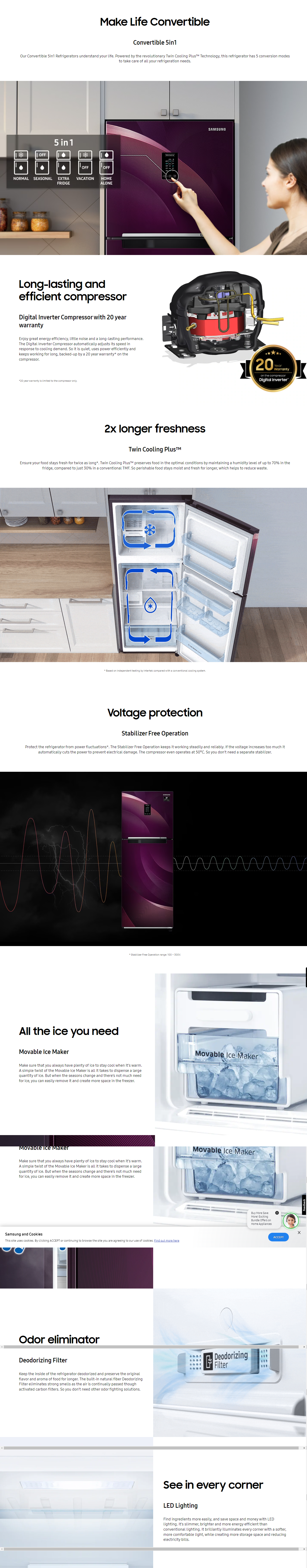 Samsung 301L Twin Cooling Plus™ Double Door Refrigerator (RT34C4522S8)