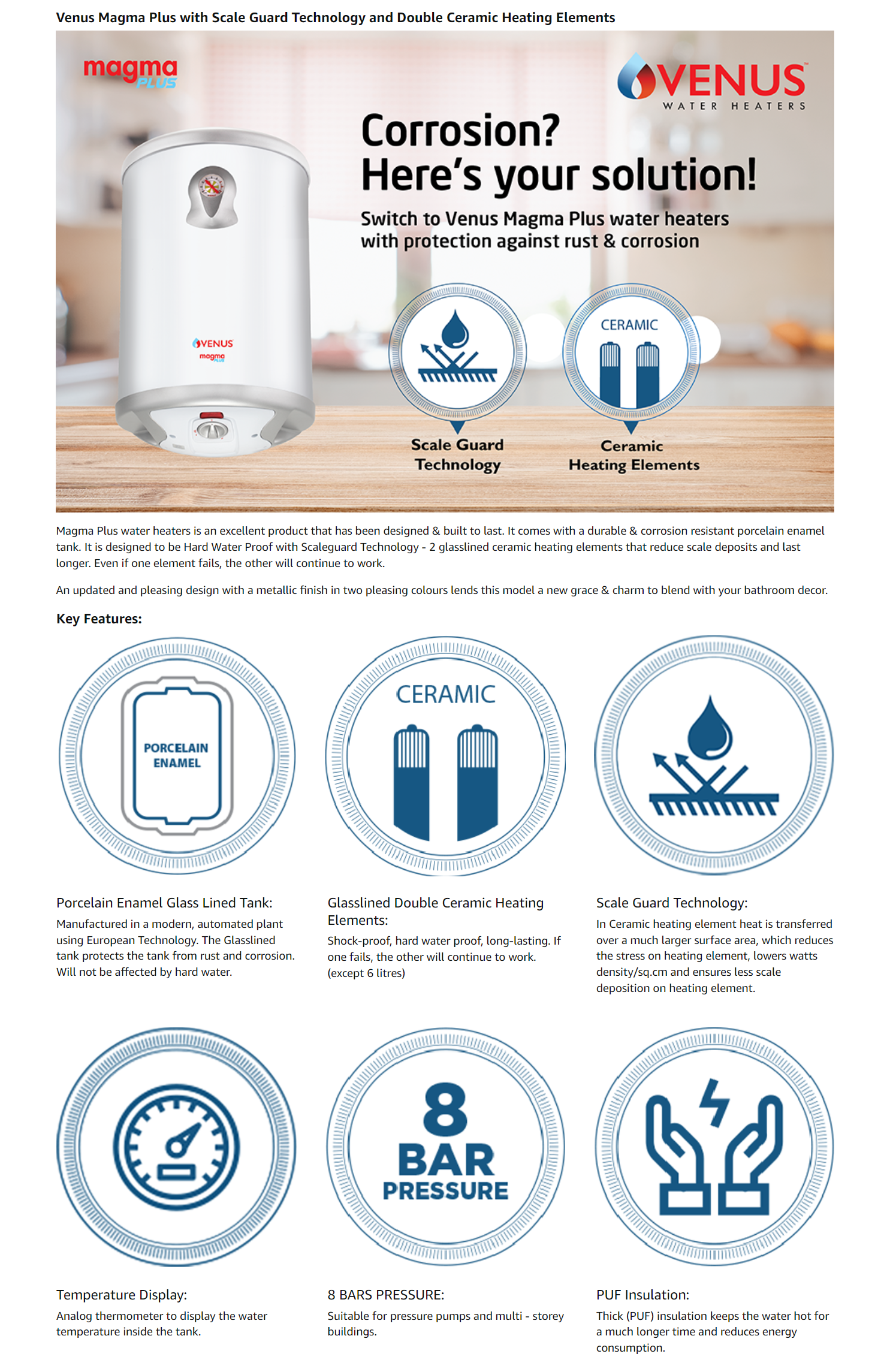 Venus Waterheater 10L Vertical-10GV Magama Plus