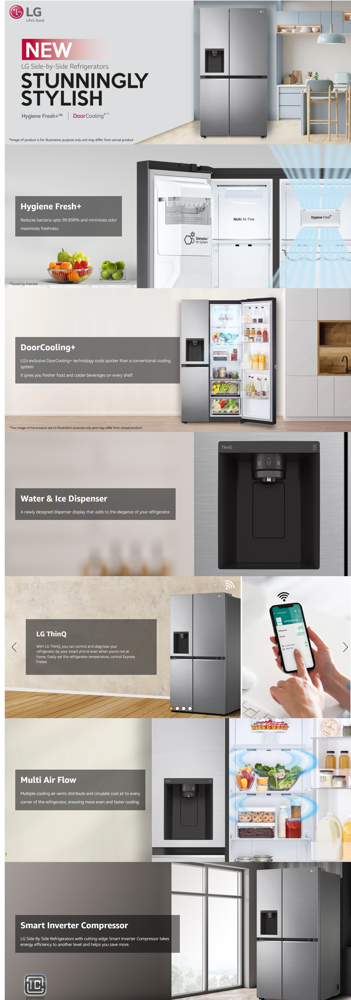 LG 635 Litres 3 Star Frost Free Side by Side Smart Wifi Enabled Refrigerator with Deodorizer (GLL257CMCX, Matt Black)