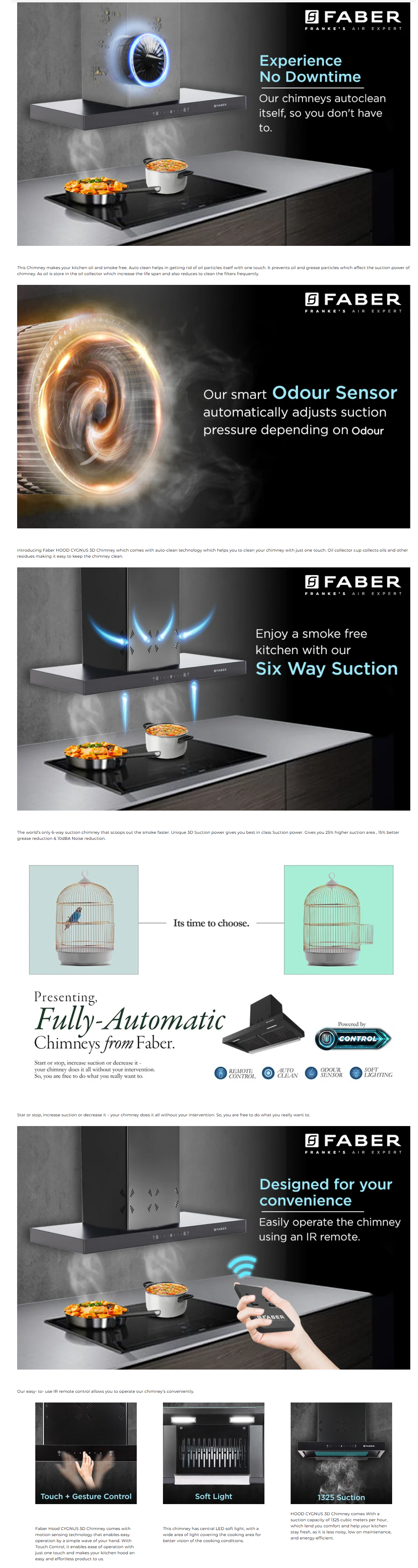 FABER Hood Cygnus Smart IN 3D HC SC FL BK 90 Wall Mounted Chimney (CYGNUSMT3DINHCSCFL90)