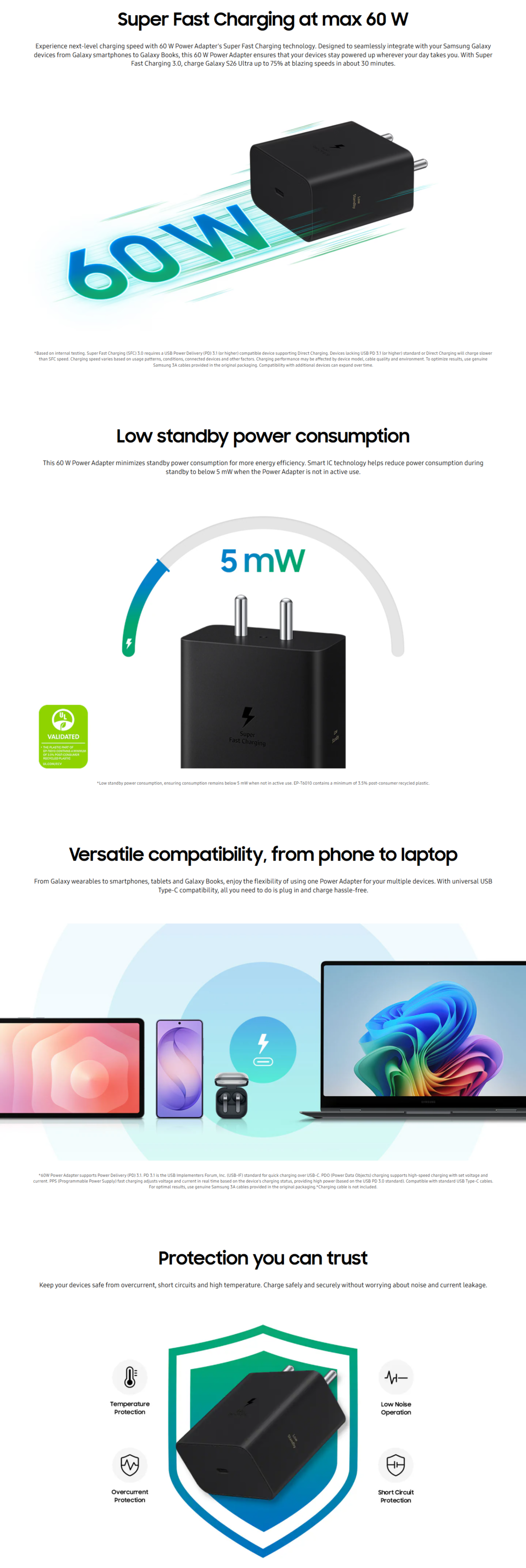 Samsung Original 60W Power Adapter (SAMEPT6010N)