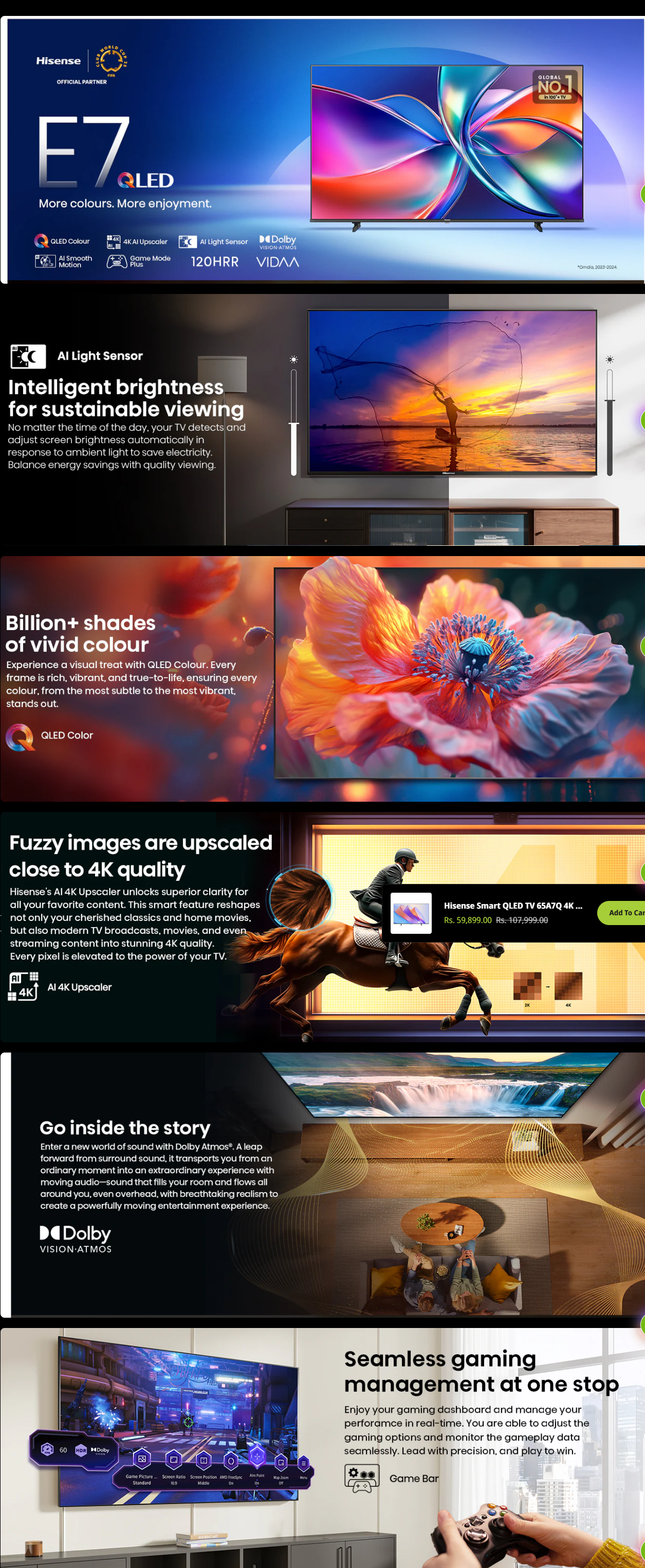 Hisense 164 cm (65 inch) Ultra HD(4k) Qled Smart TV (Black, HISENSE65A7Q)