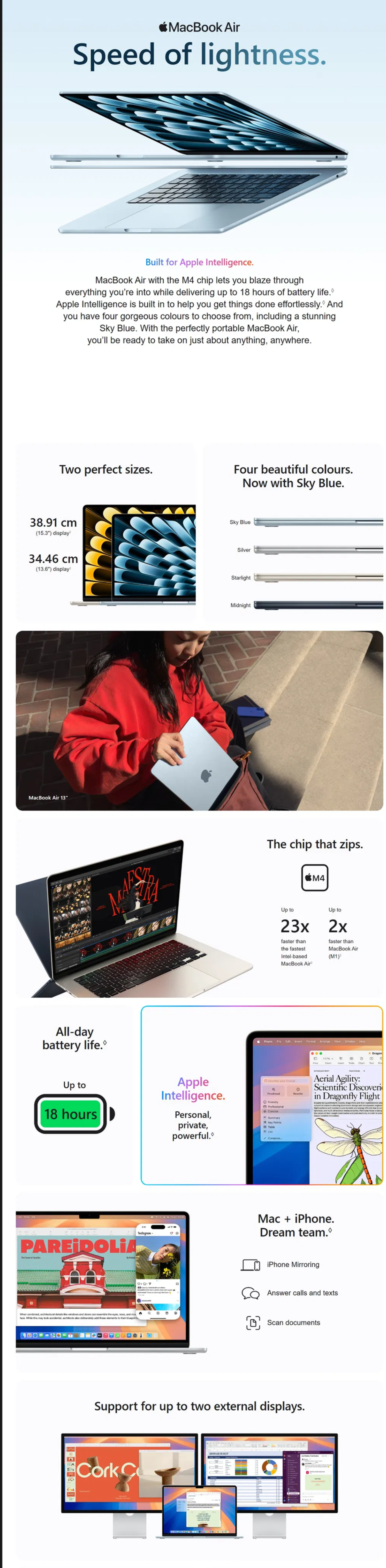 Apple MacBook Air 15.3 inch, M4, 16GB, 256GB, macOS (APMACBKAIRM4MW1L3HNA)