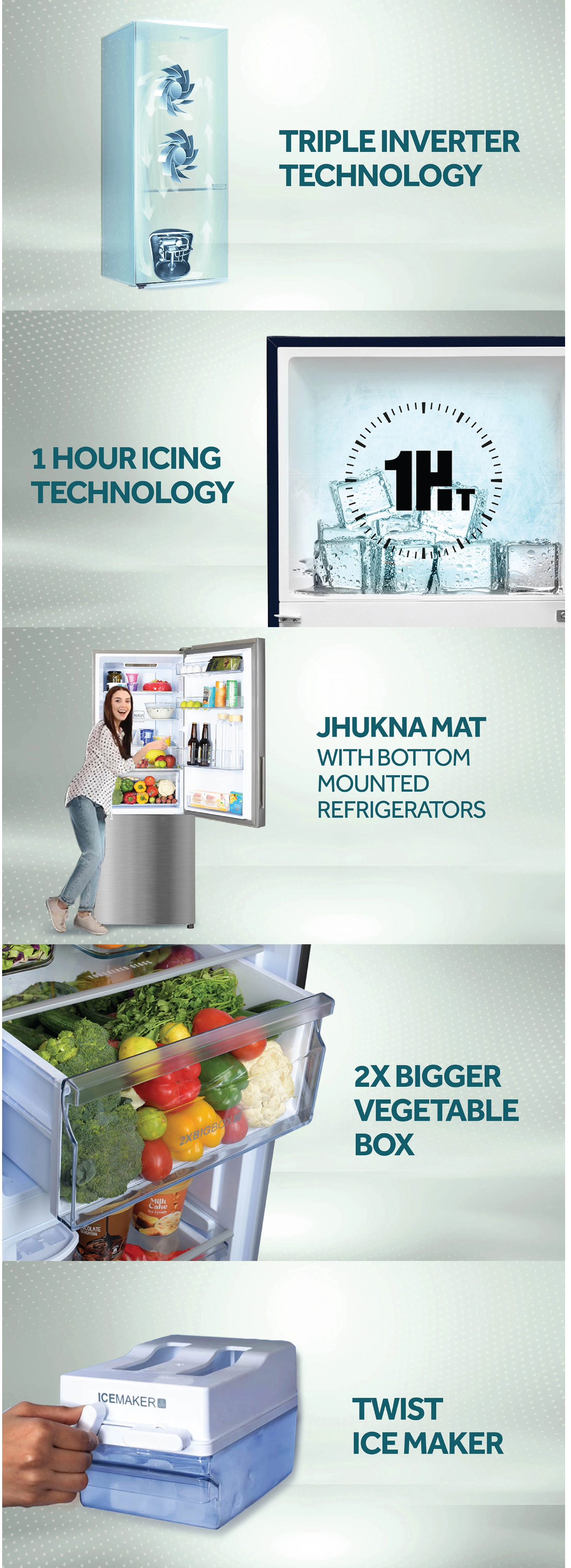 Haier 445 L 2 Star Frost Free Bottom Mount Double Door Refrigerator (Black Glass, HRB4952CKG)