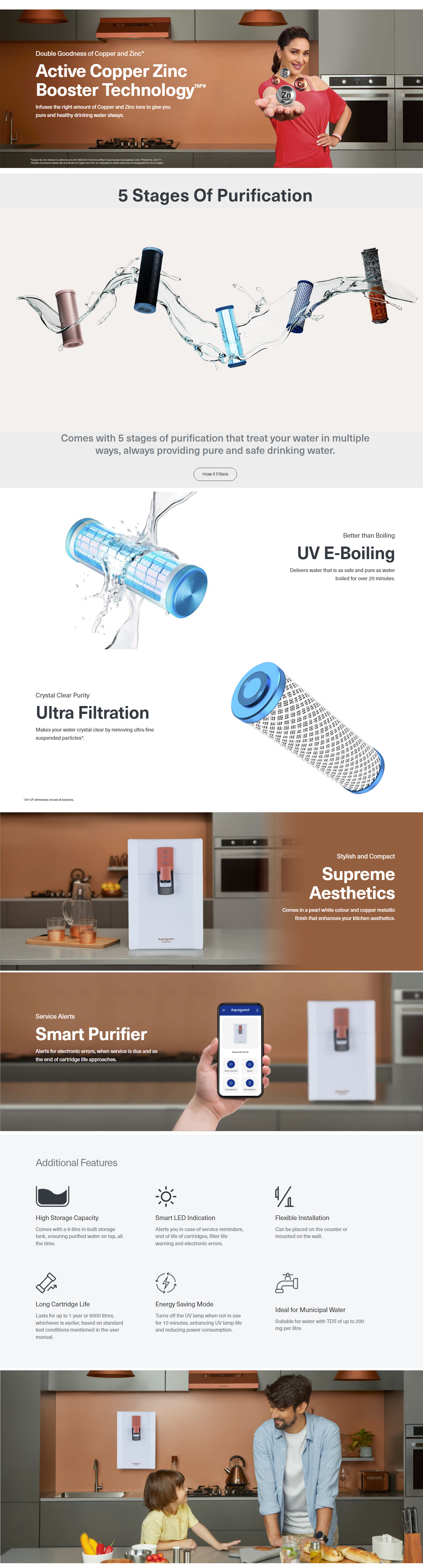 Eureka Forbes UV+UF+AC Water Purifier, White (AGPREMIERUVUFAC)