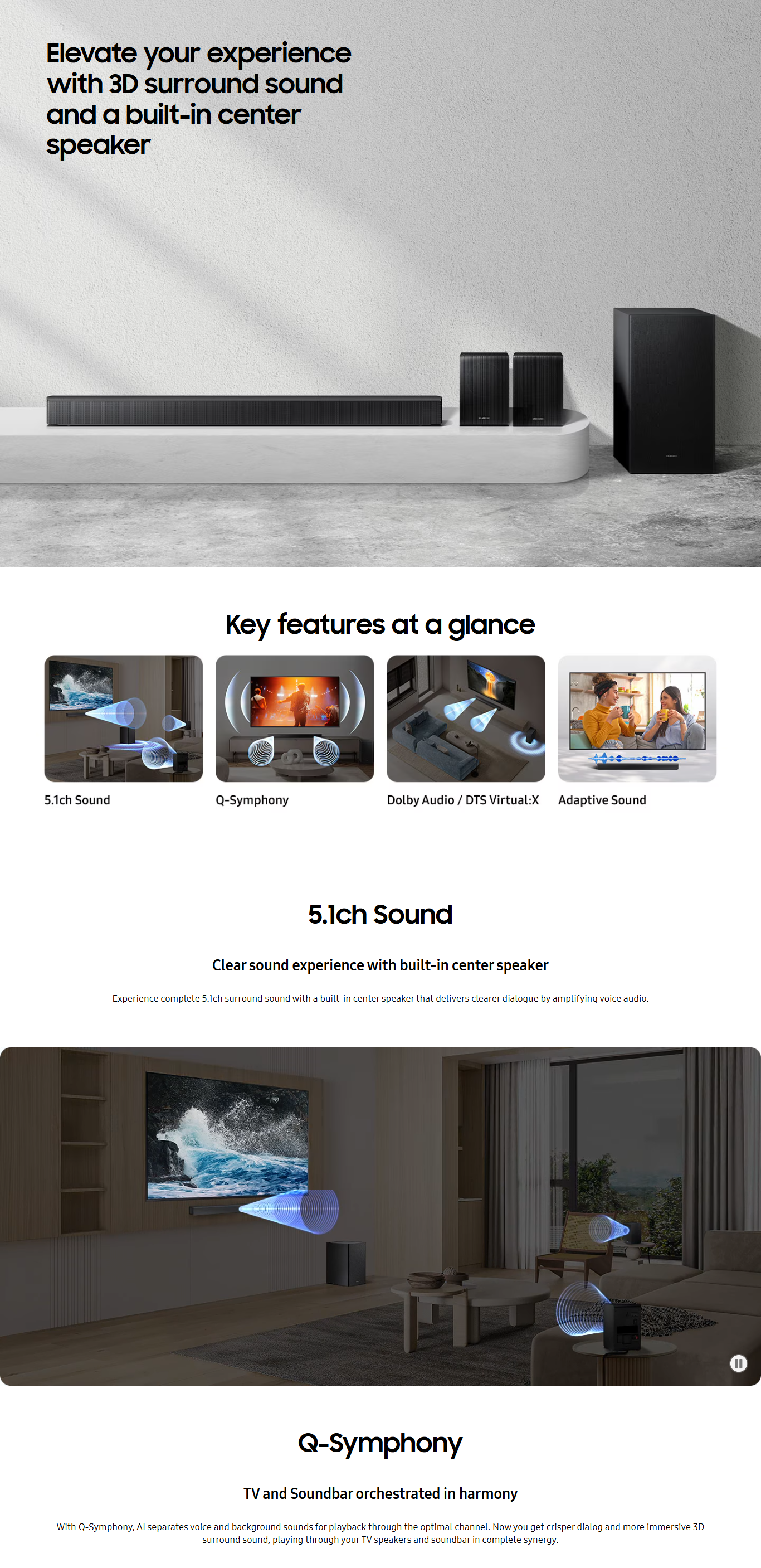 Samsung B-series Soundbar 490W 5.1ch with Q-Symphony (HWB67EF)