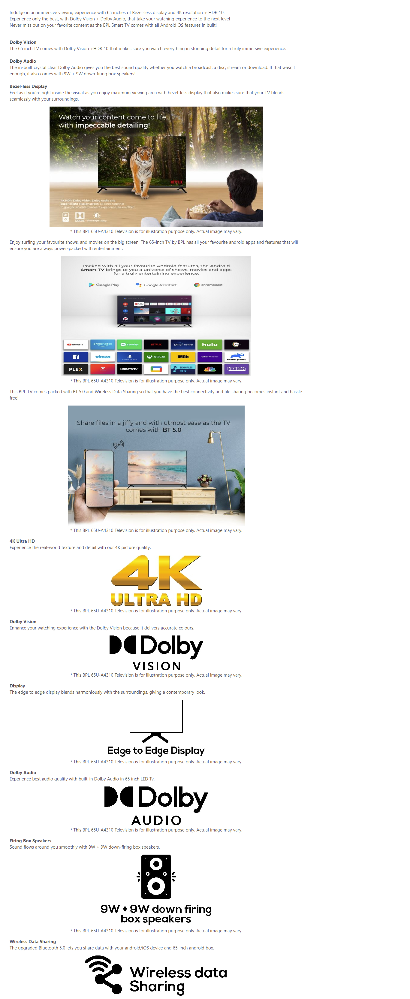 BPL 165.1 cm 65 inch Ultra HD 4K LED Android Smart TV (BPL65U43)