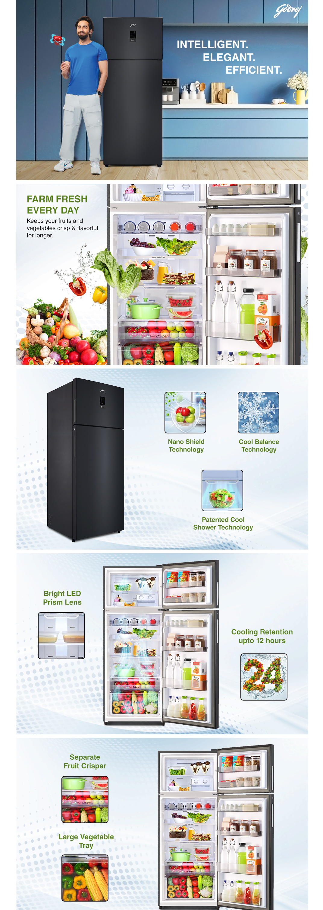Godrej 436 L 2 Star Inverter Frost Free Double Door Refrigerator (RTEONREGALS477BRCIMB, Matte Black)