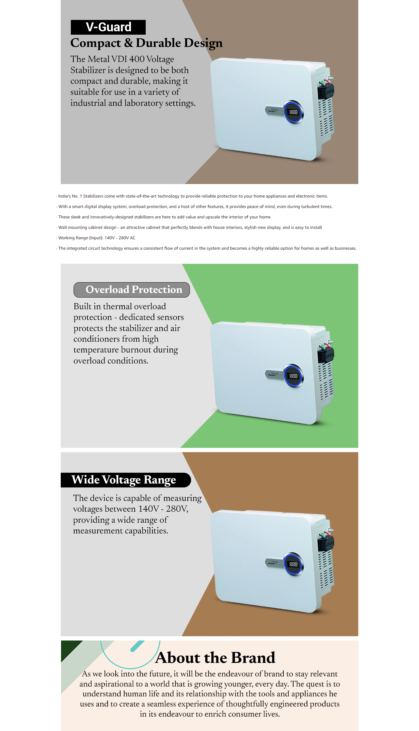 V-Guard VDI 400 Vguard Voltage Stabilizer Voltage Stabilizer  (White, VDI400)
